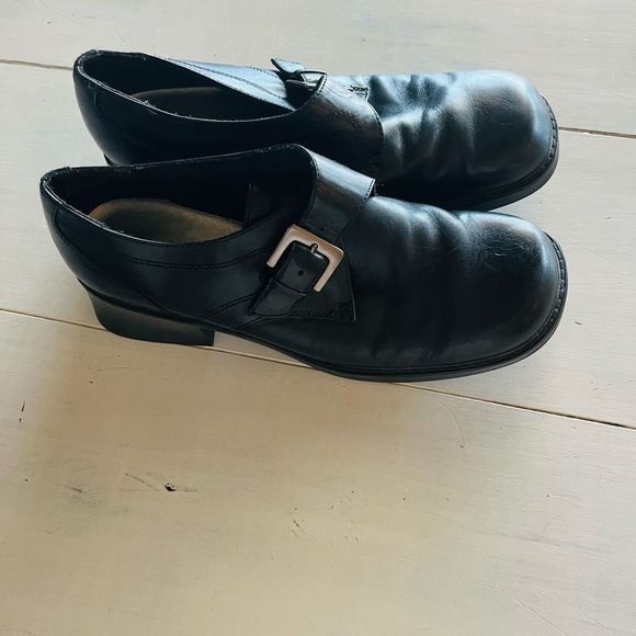Vintage Croft & Barrow Women’s Black Leather Monk Strap 90s Y2K Chunky Heel 8.5 - Picture 3 of 5